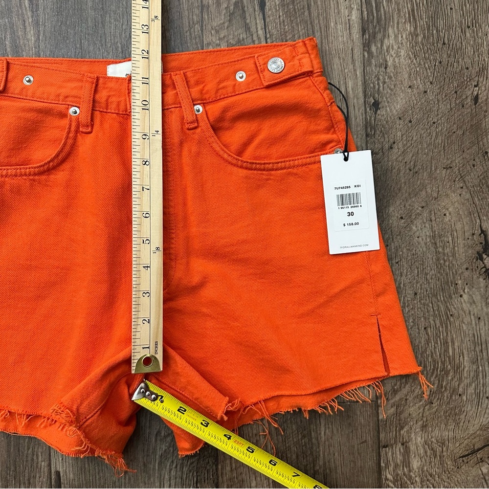 7 For All Mankind Cutoff denim Shorts Women’s Size 30 Orange - Picture 6 of 7